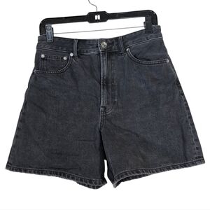 Everlane Washed Black High-Rise Denim Shorts a line
